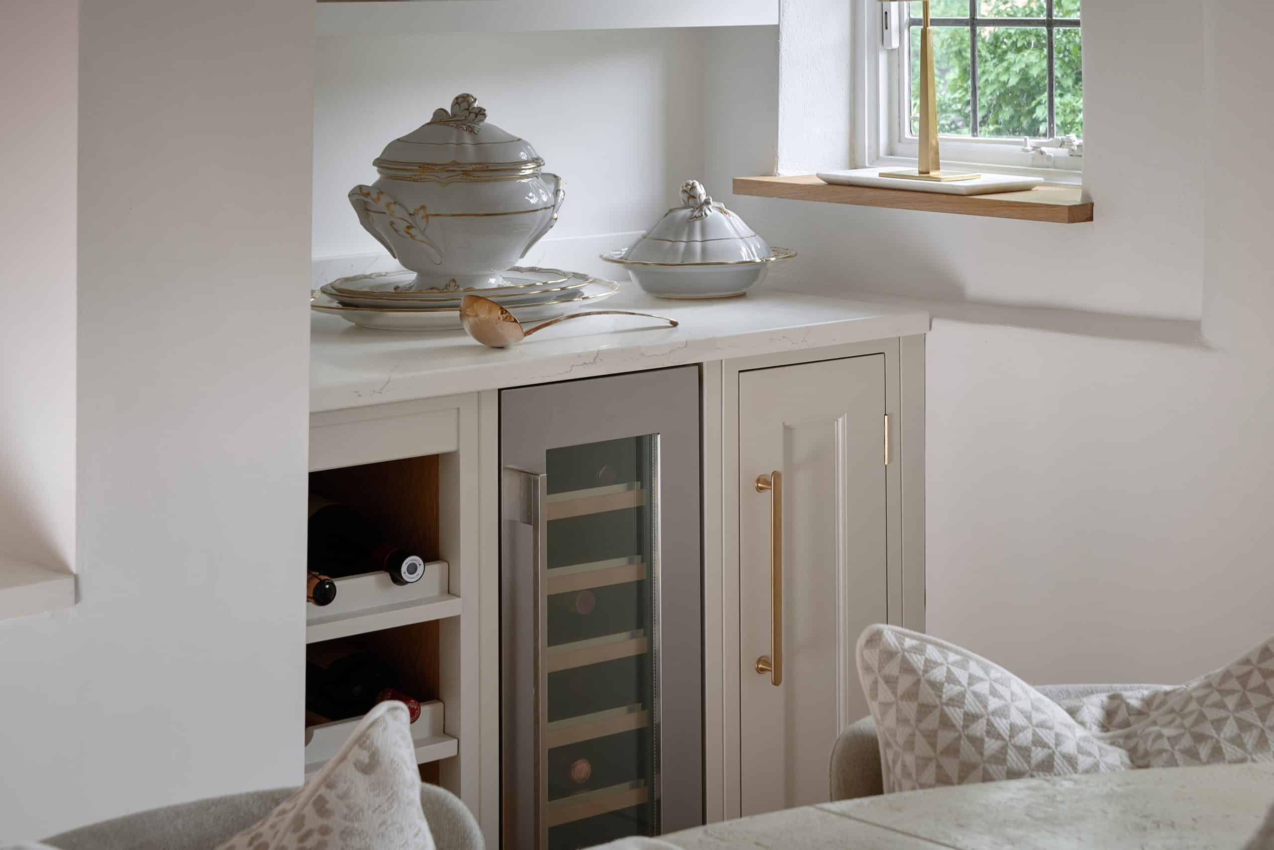 Handmade bespoke bar area in a luxury dining room in Kent.